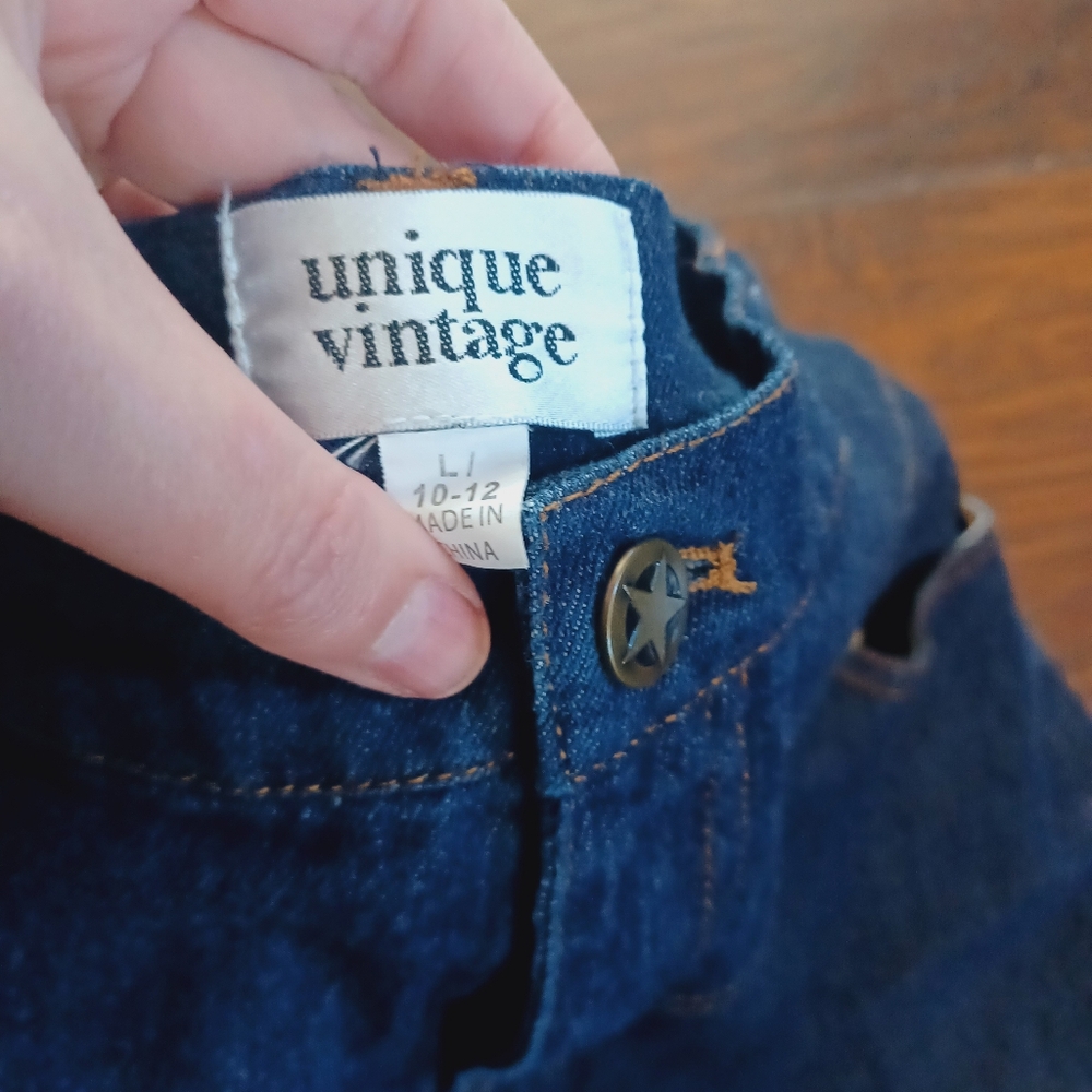 Unique Vintage Dark Denim High Waisted Cigarette Pants Jeans - Picture 3 of 5